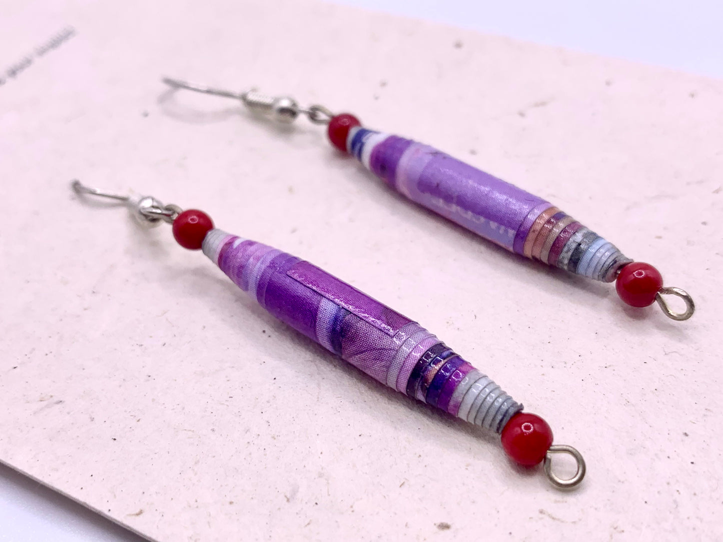 Purple Upcycled Quilled Earrings