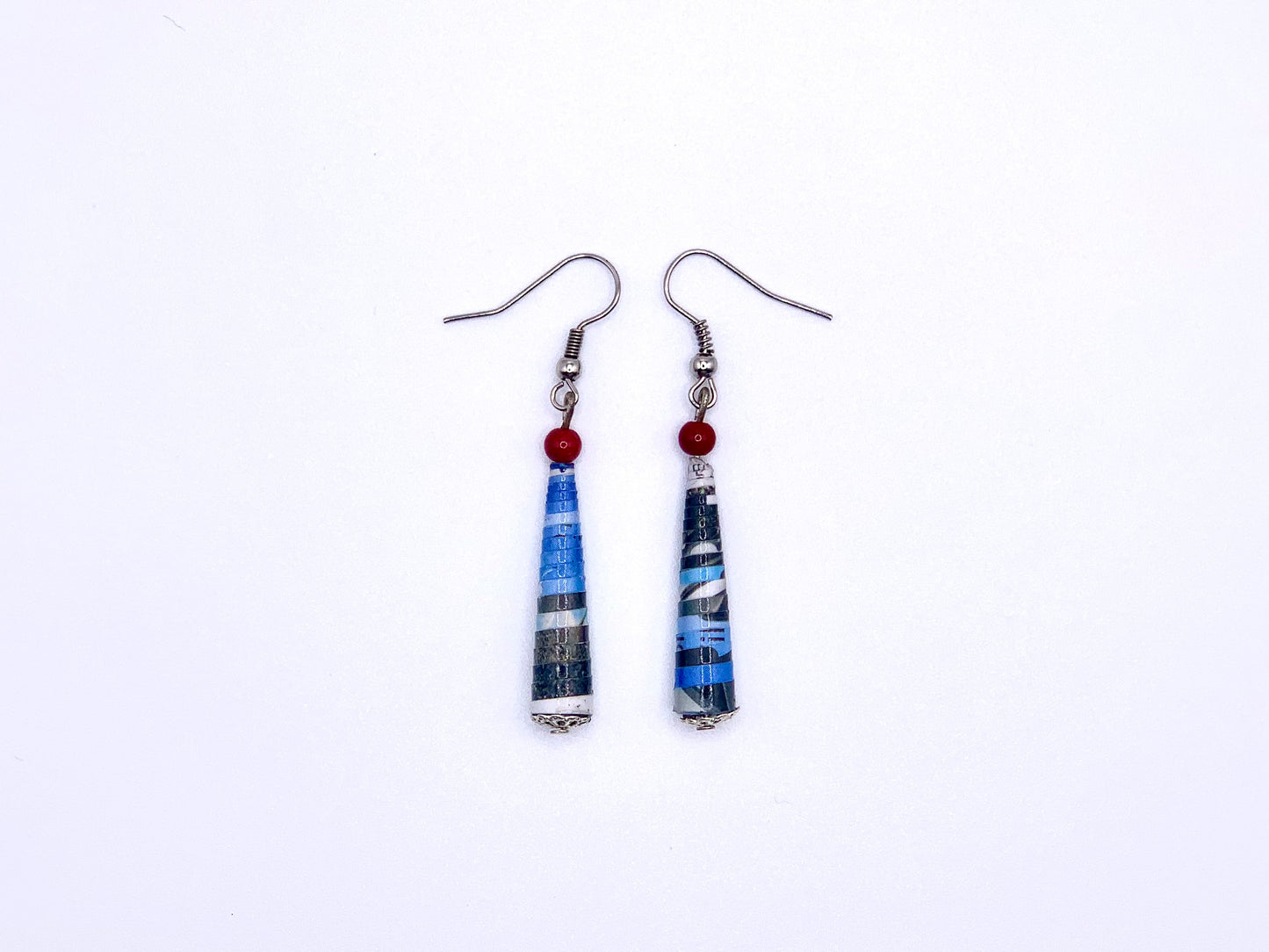 Blue Upcycled Quilled Earrings