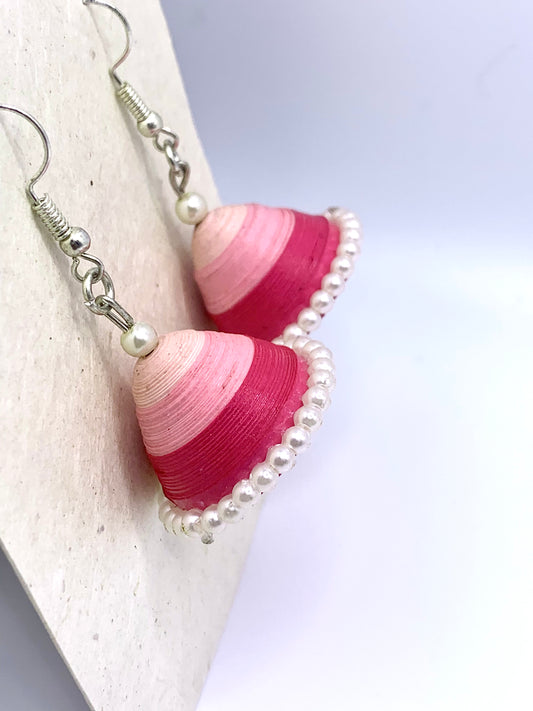 Pink Cup Quilled Earrings