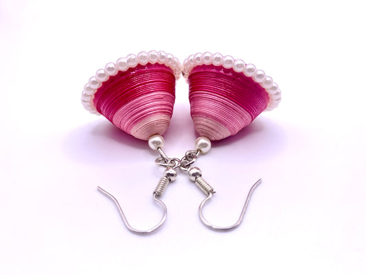 Pink Cup Quilled Earrings