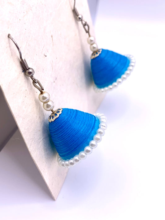 Blue Cup Quilled Earrings