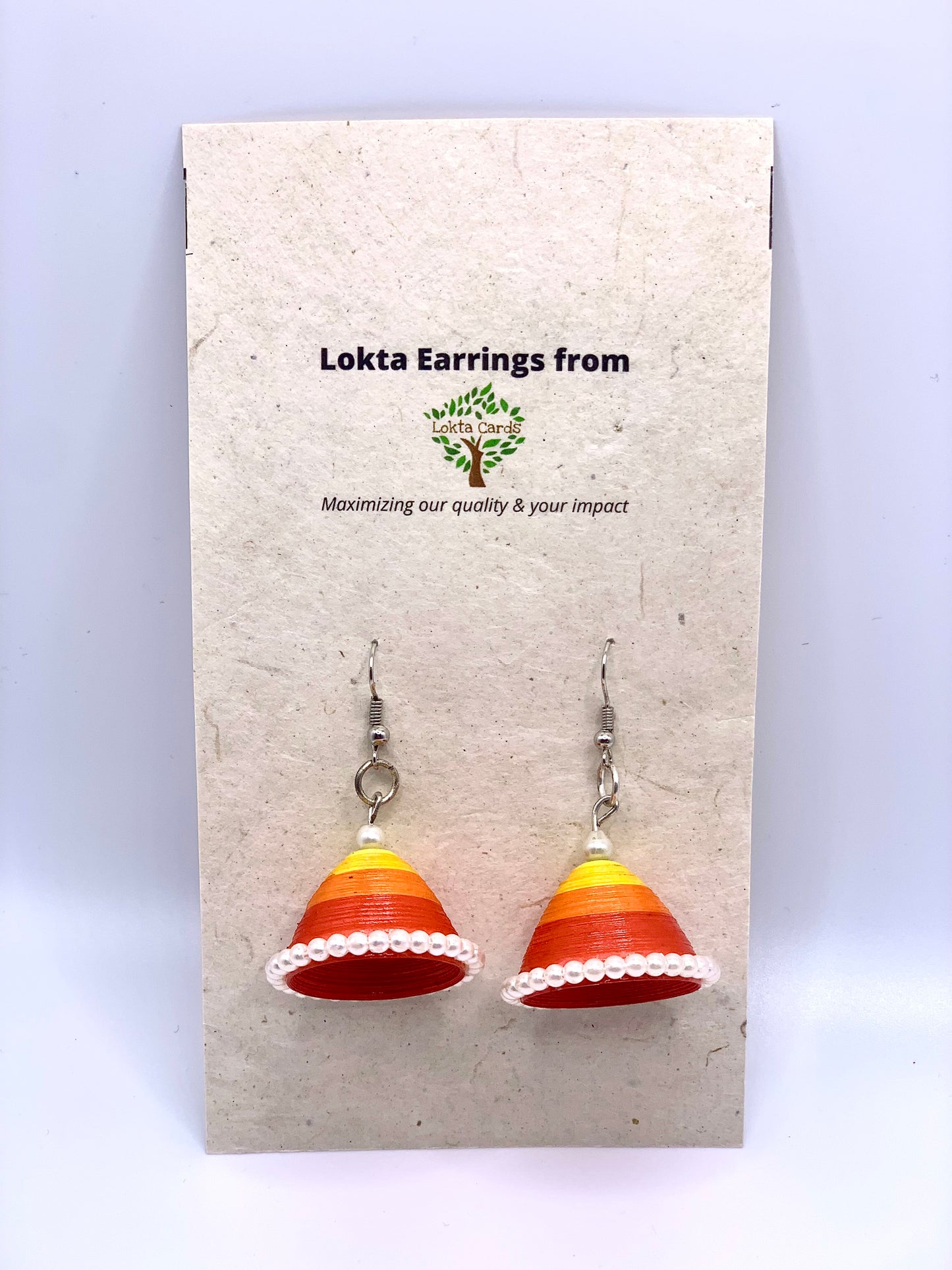 Orange Cup Quilled Earrings