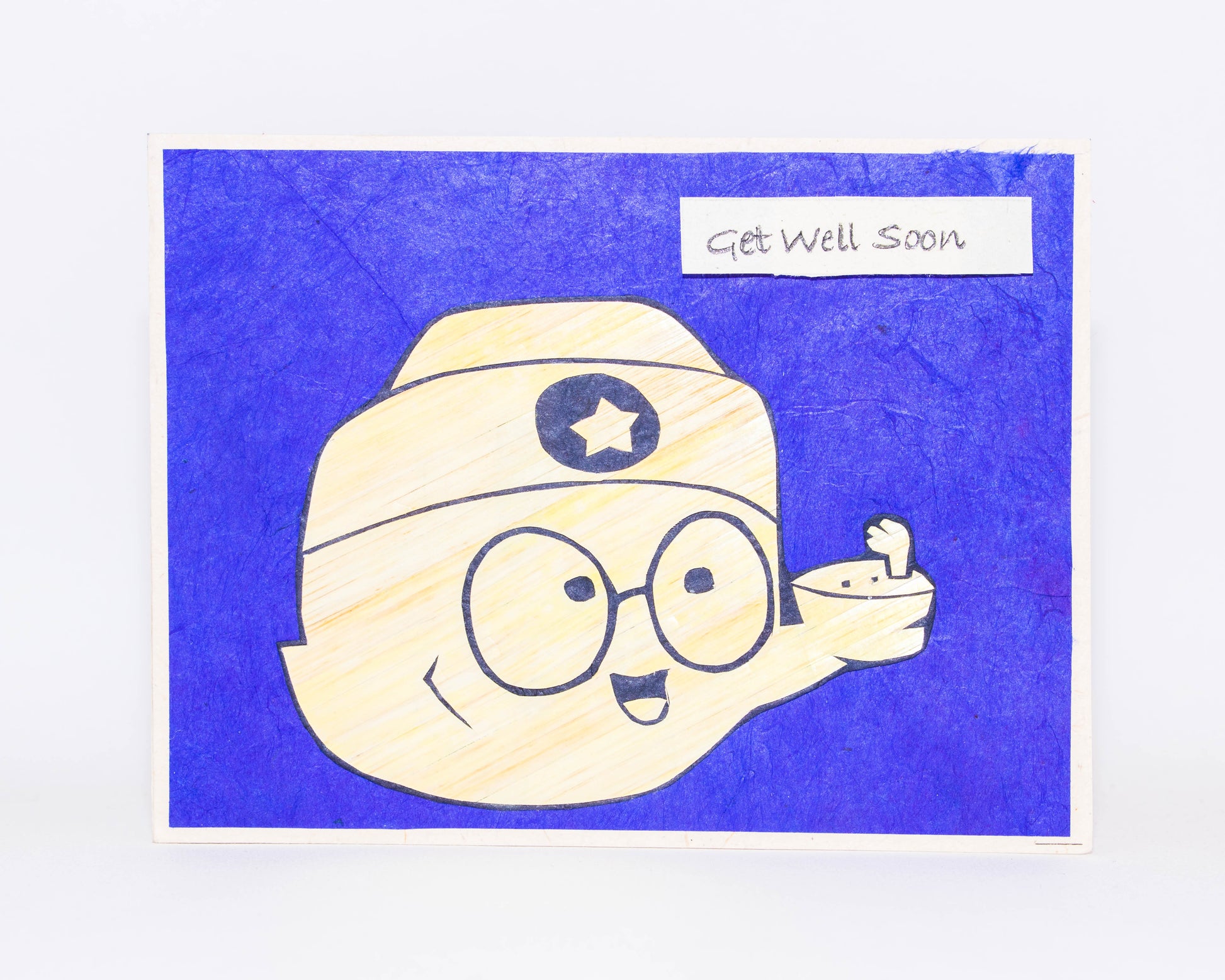 Get Well Soon hand carved card