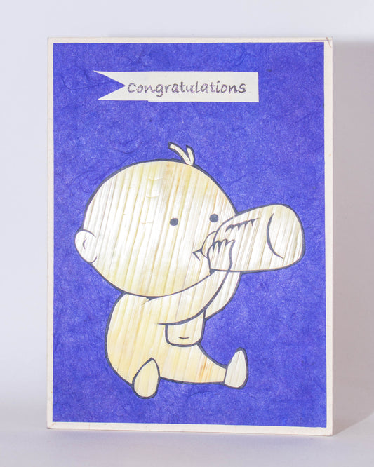 Baby drinking milk hand carved greeting card