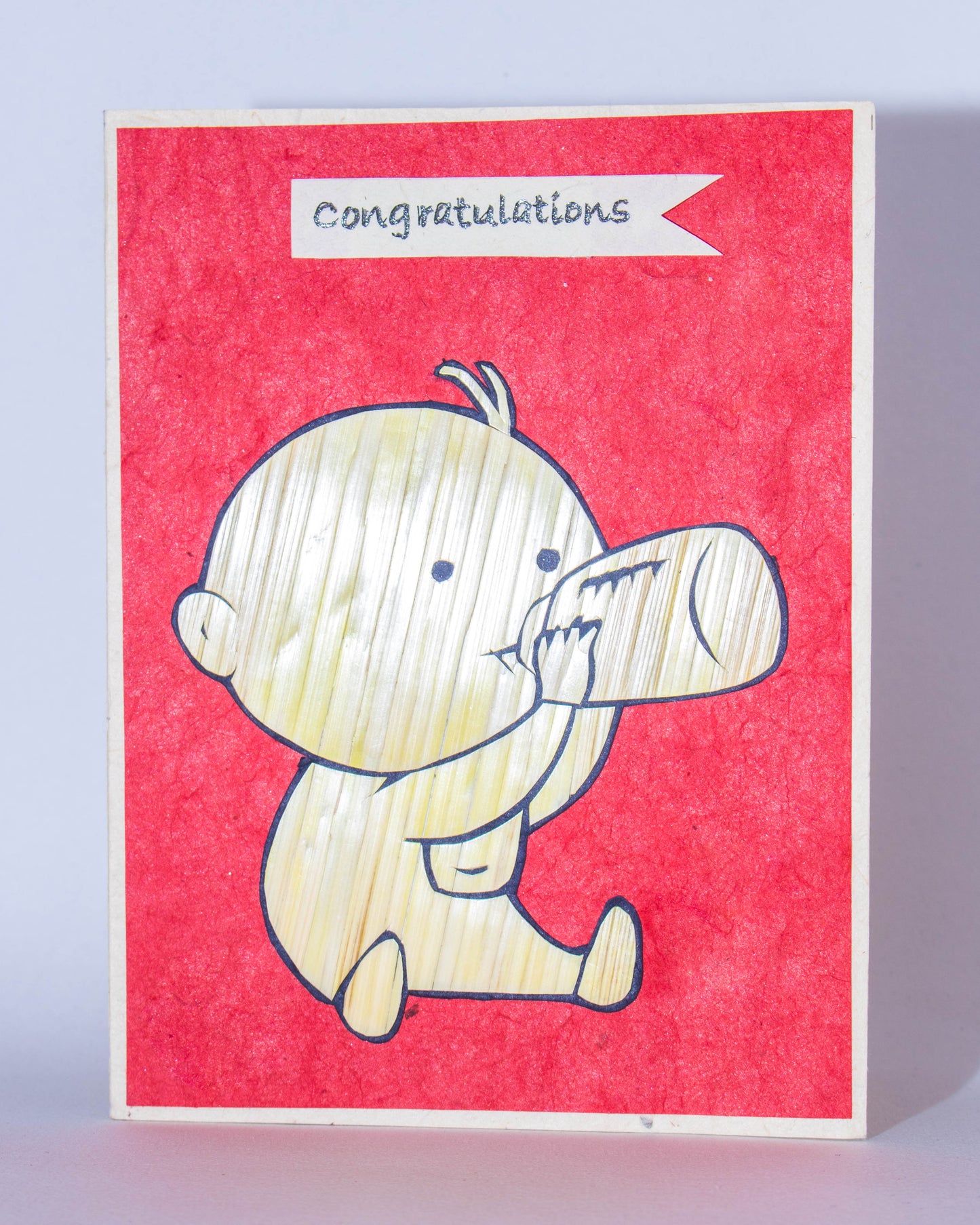 Baby dinking milk hand carved greeting card