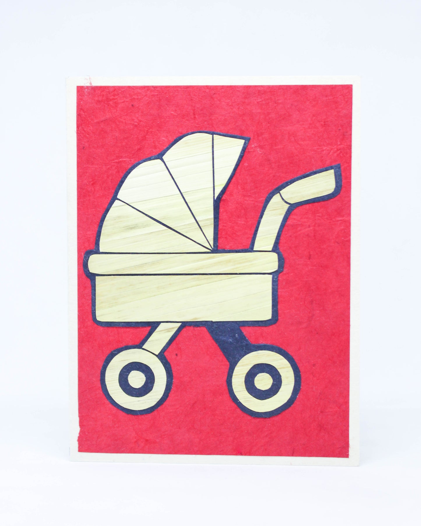 Baby Stroller Hand Carved Card